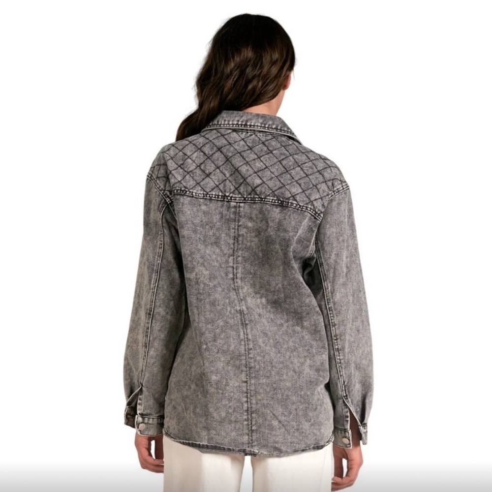 NEW Elan Washed Black Denim Shacket - Picture 3 of 7